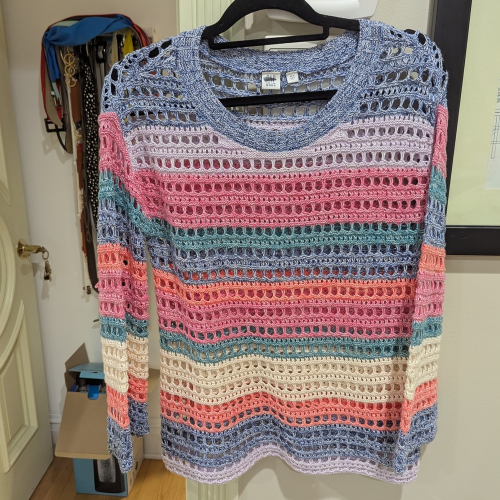 GAP Blue and White Crochet Sweater